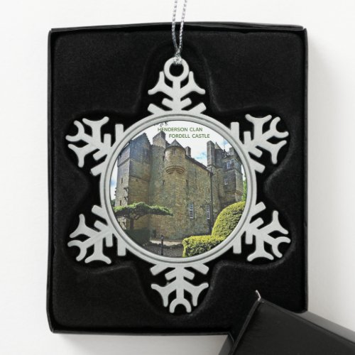 Scottish Henderson Clans Fordell Castle Snowflake Pewter Christmas Ornament
