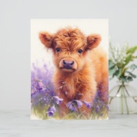 Scottish Highland Calf Wildflowers Scrapbook Paper