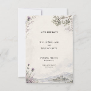 Scottish Highland Castle Thistle Wedding Save The Date
