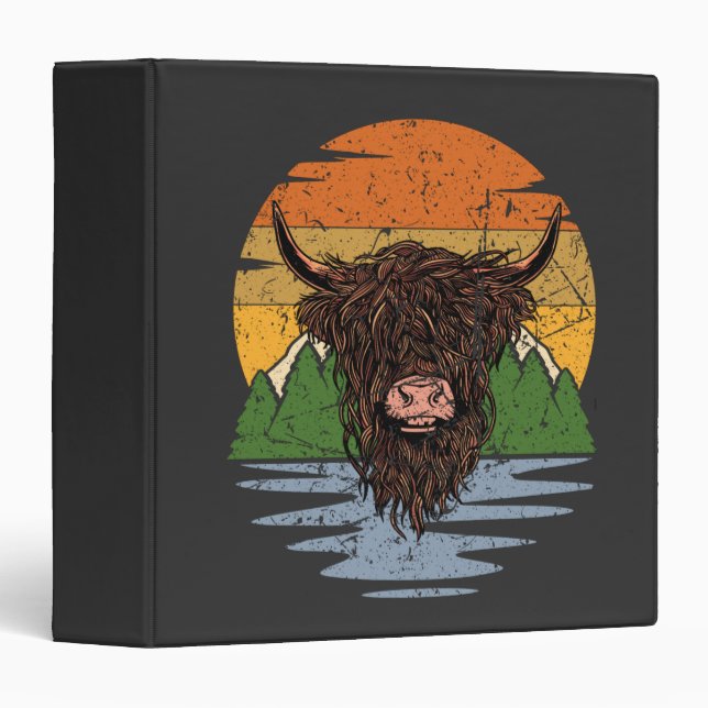 Scottish Highland Cattle 3 Ring Binder (Front/Spine)