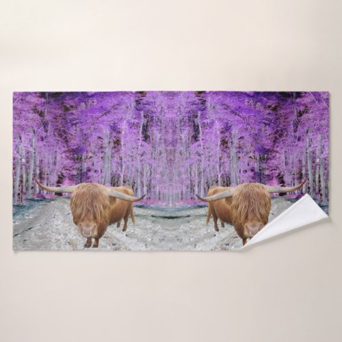 Scottish highland cattle bath towel