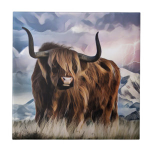 Scottish Highland Cattle Ceramic Tile