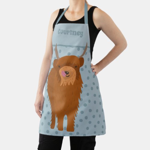 Scottish Highland Cattle Cow Graphic Personalized Apron