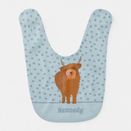 Scottish Highland Cattle Cow Graphic Personalized Baby Bib
