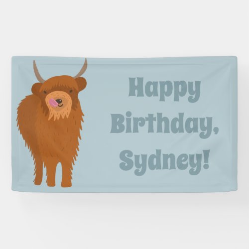 Scottish Highland Cattle Cow Graphic Personalized Banner