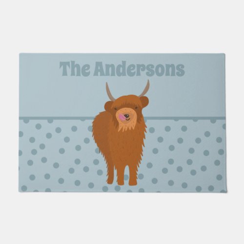 Scottish Highland Cattle Cow Graphic Personalized  Doormat