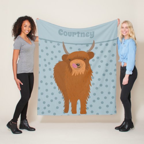 Scottish Highland Cattle Cow Graphic Personalized Fleece Blanket