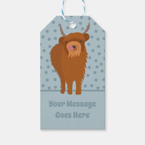 Scottish Highland Cattle Cow Graphic Personalized Gift Tags