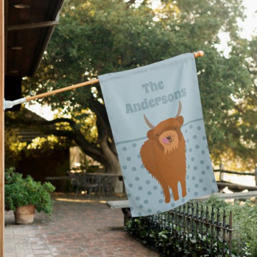 Scottish Highland Cattle Cow Graphic Personalized House Flag