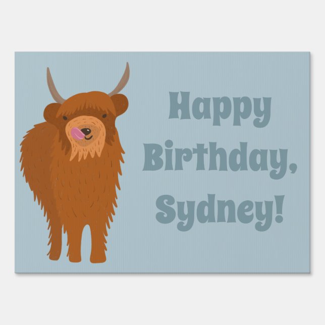 Scottish Highland Cattle Cow Graphic Personalized Sign (Front)