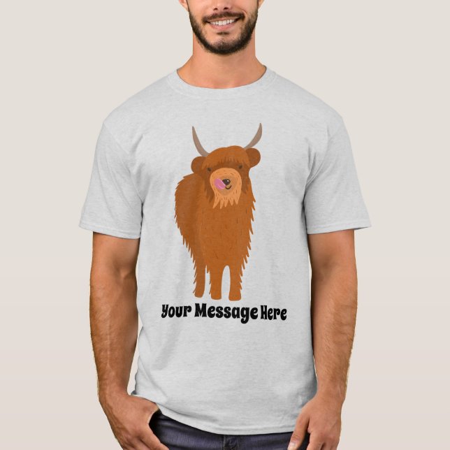 Scottish Highland Cattle Cow Graphic Personalized T-Shirt (Front)