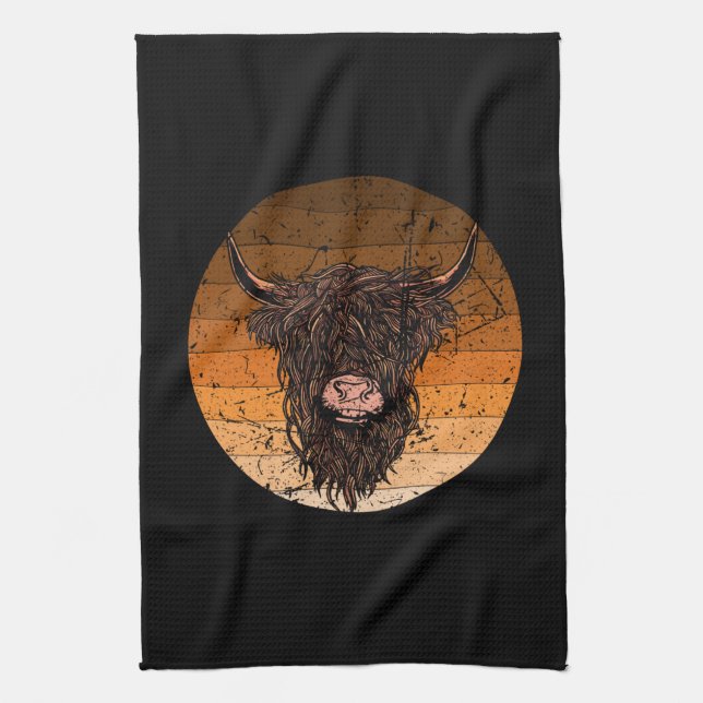 Scottish Highland Cattle Kitchen Towel (Vertical)