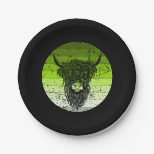 Scottish Highland Cattle Retro Paper Plates