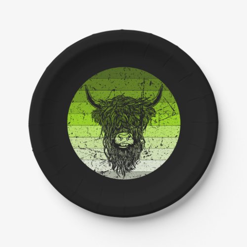 Scottish Highland Cattle Retro Paper Plates