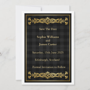 Scottish Highland Claymore Crossed Swords Gray Tar Save The Date