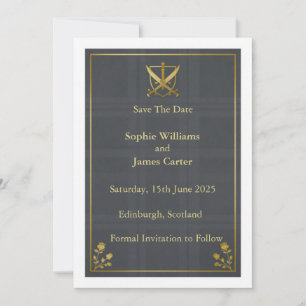 Scottish Highland Claymore Crossed Swords Gray Tar Save The Date