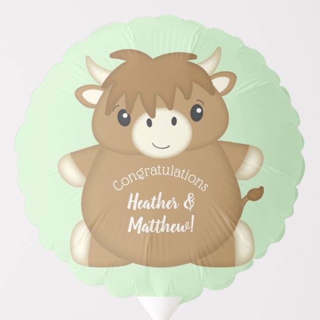 Scottish Highland Cow Baby Shower Balloon (Front)
