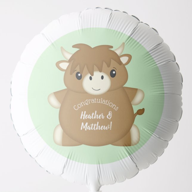 Scottish Highland Cow Baby Shower Balloon (Front)