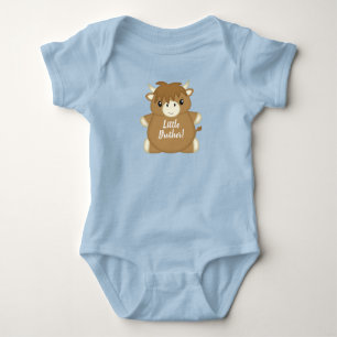 Scottish Highland Cow Baby Shower Blue Baby Bodysuit