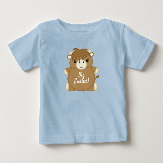 Scottish Highland Cow Baby Shower Blue Baby T-Shirt (Front)