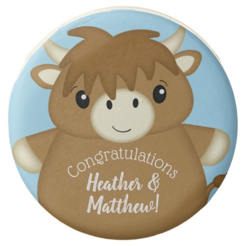 Scottish Highland Cow Baby Shower Blue Chocolate Covered Oreo