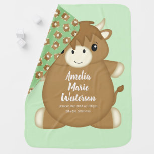Scottish Highland Cow Baby Shower Green Blanket