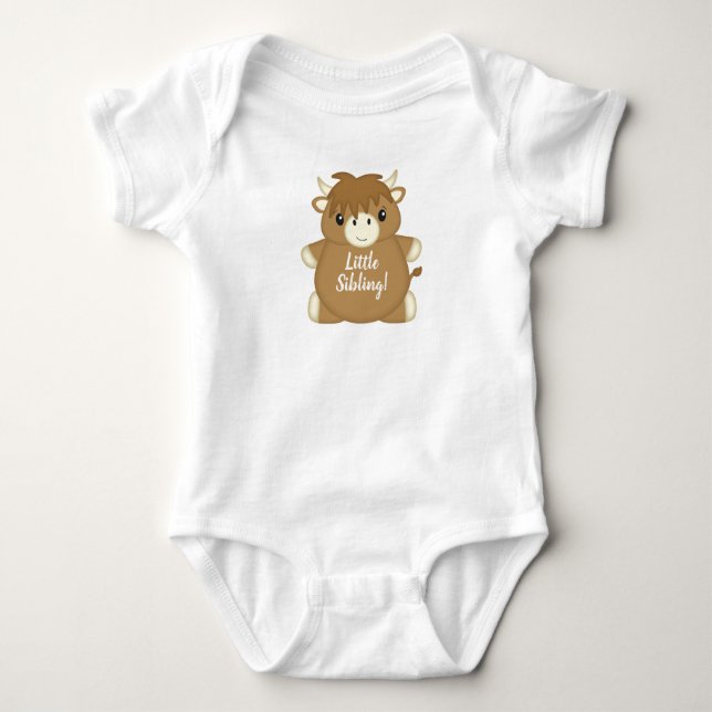 Scottish Highland Cow Baby Shower Green Bodysuit (Front)