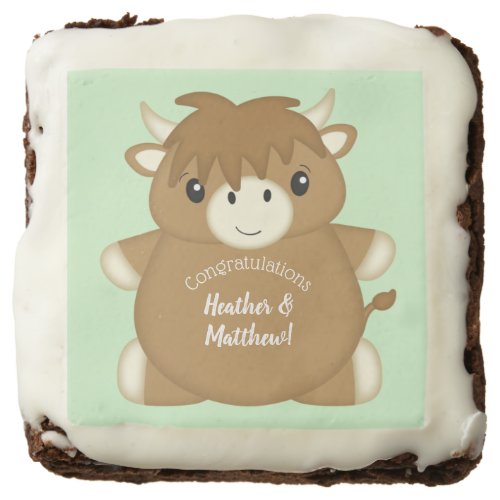 Scottish Highland Cow Baby Shower Green Brownie