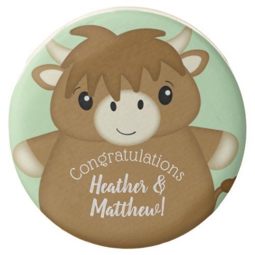 Scottish Highland Cow Baby Shower Green Chocolate Covered Oreo