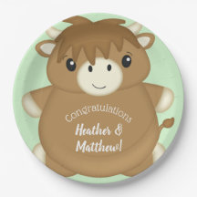 Scottish Highland Cow Baby Shower Green