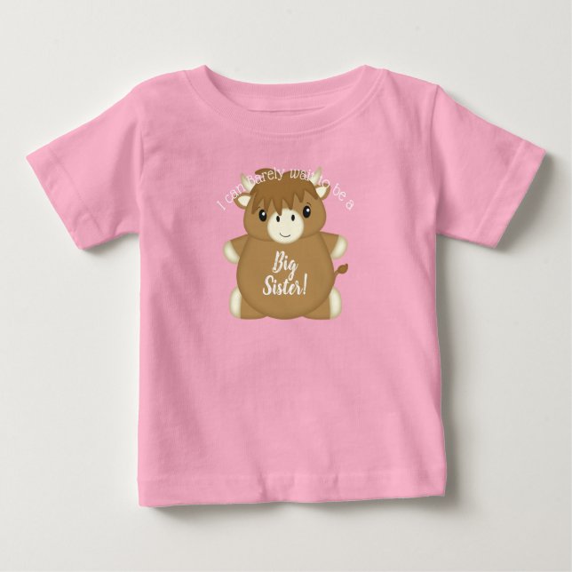 Scottish Highland Cow Baby Shower Pink Baby T-Shirt (Front)