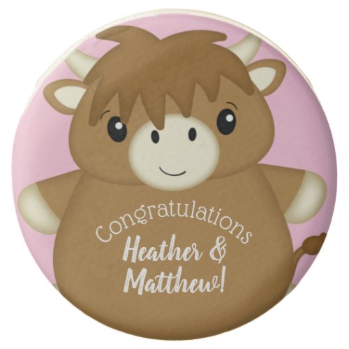 Scottish Highland Cow Baby Shower Pink Chocolate Covered Oreo