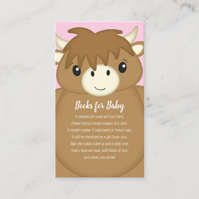 Scottish Highland Cow Baby Shower Pink Enclosure Card (Front)