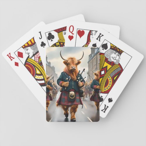 Scottish Highland Cow Bagpipe Parade Poker Cards