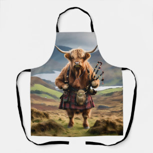 Scottish Highland Cow Bagpiper, Apron