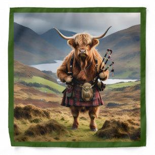 Scottish Highland Cow Bagpiper, Bandana