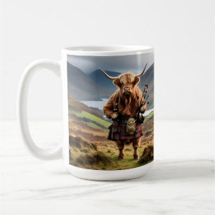 Scottish Highland Cow Bagpiper,  Coffee Mug