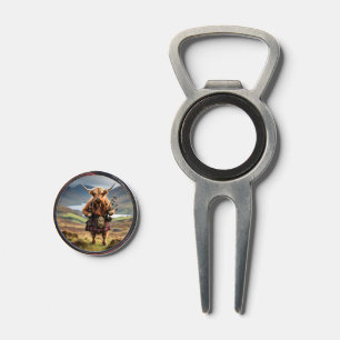 Scottish Highland Cow Bagpiper, Divot Tool