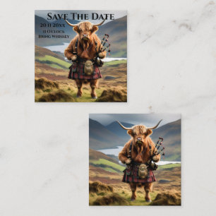 Scottish Highland Cow Bagpiper, Enclosure Card