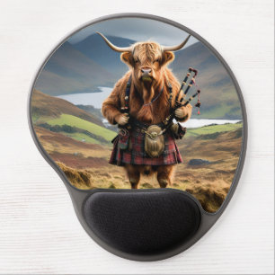 Scottish Highland Cow Bagpiper, Gel Mouse Pad