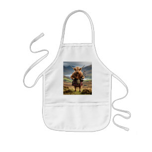 Scottish Highland Cow Bagpiper, Kids' Apron
