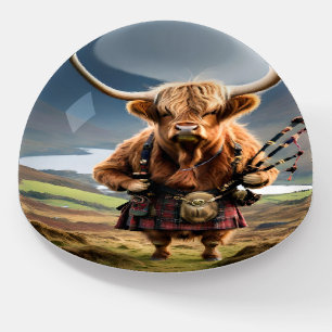 Scottish Highland Cow Bagpiper,  Paperweight