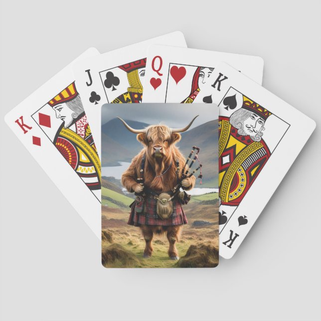 Scottish Highland Cow Bagpiper,  Poker Cards (Back)