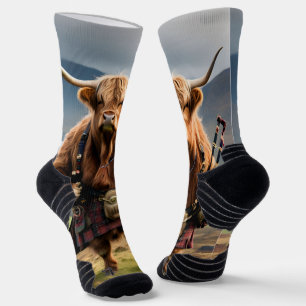Scottish Highland Cow Bagpiper, Socks