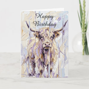 Scottish Highland Cow Birthday Card Impressionist