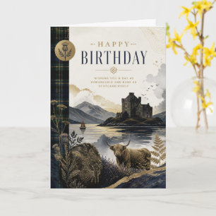 Scottish Highland Cow Birthday Card   Scenic Castl