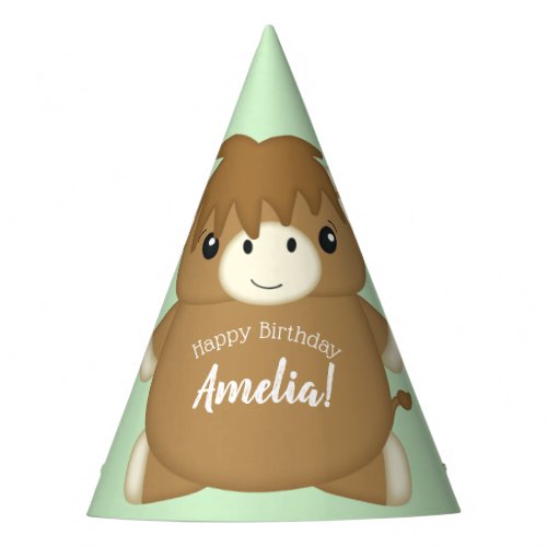 Scottish Highland Cow Birthday Party Green Party Hat
