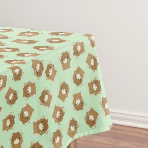 Scottish Highland Cow Birthday Party Green Tablecloth
