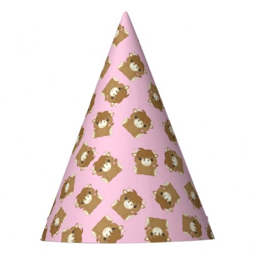 Scottish Highland Cow Birthday Party Pink Party Hat