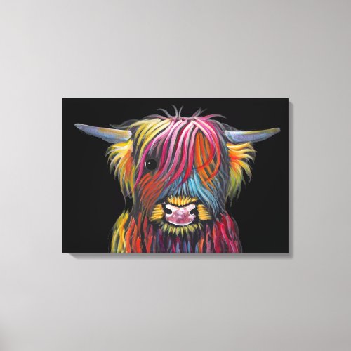 Scottish Highland Cow  BRaVEHEaRT 2 by Shirley M Canvas Print